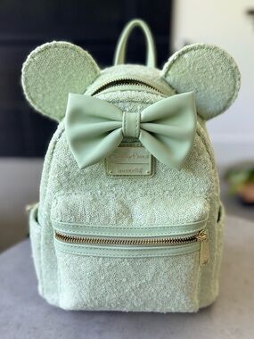 Loungefly Disneyparks Mint Green Minnie Ear Mini Backpack with Bow